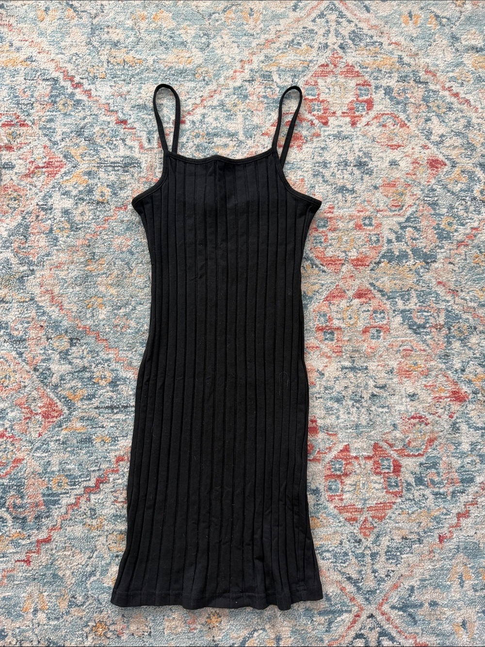 Black Ribbed Spaghetti-Strap Dress - Classic Women's Slip Dress